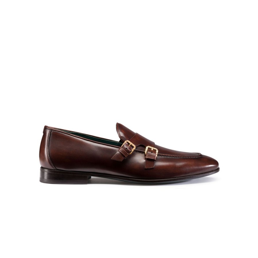 Shoes Stefano Ricci | Calfskin Leather Monk Strap Loafers - Populurshirt